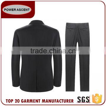 Casual Mens Formal Smooth Business Black 2-Button Suits photo-3