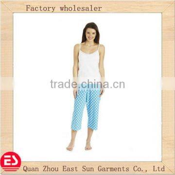 100% cotton women knitted printing pyjama suits