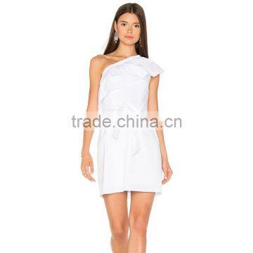 White One Shoulder Elegant Short Simple Ladies Evening Dinner Dresses photo-6