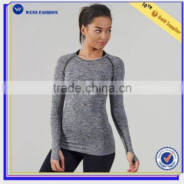 Wholesale High Quality Sport Wear Longsleeve Women Bodybuilding Gym T-shirt