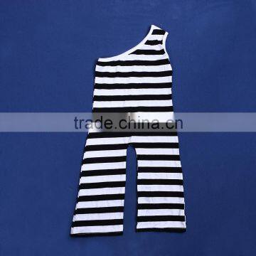 YW-064 one shoulder children stripe romper boutique baby romper