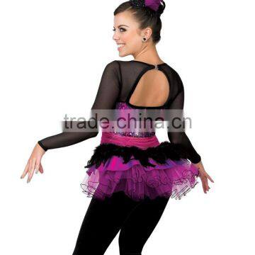 New Arrival Tap and Jazz Costumes- Sequin Leotard Black Long Pants Costumes With Short Skirts photo-4