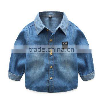 2017 fashion long sleeve shirt kids top sale denim shirt boy