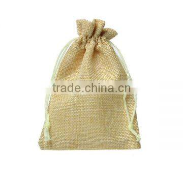 Wholesale Drawstring Rectangle Pale Yellow Burlap Jewelry Bags