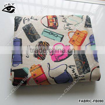 Colorful Bags Pattern Printed Fabric Linen Cotton Fabric for Household photo-2