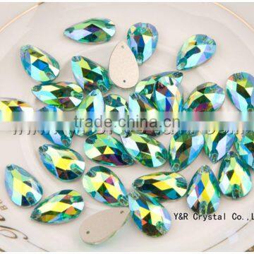Teardrop ColorAB Sew on Rhinestones,sew on Crystal Stones photo-2