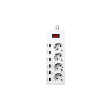 Euro 4 electrical outlet power usb bar with over current surge protection plug socket 250v 16a 1.8m cord