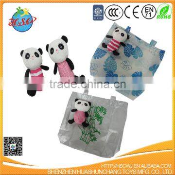 Manufacture provide plush doll panda shape animal folding shopping bags