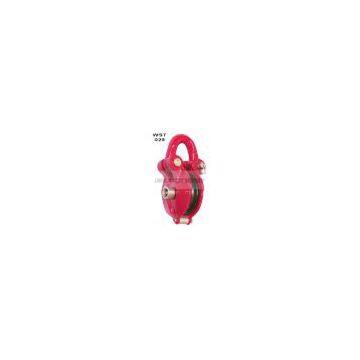 red (HDG) snatch block with swivel eye