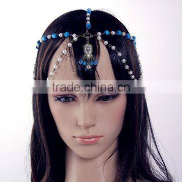 Two Row Wave Tassel Chain Crystal Charm Women Head Hair Headband Headpiece Hot photo-2