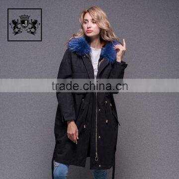 2017 Outdoor raccoon fur collar coat and rabbit fur lining removable hooded goose down