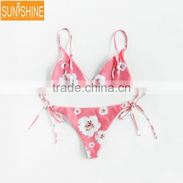 Tie Side Bikini Bottom Sexy Extreme Thong Custom Printed Bikini Swimwear