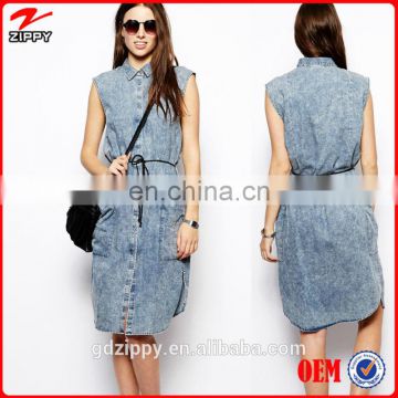 2014 New Arrival Wholesale Denim Shirt/Ladies Denim Dress