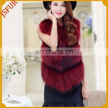 Top quality luxury hot sale lady waistcoat real fox fur vest