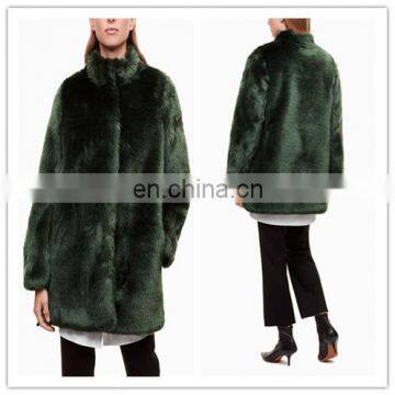 Fashion Outwear Green Faux Fur Winter Coat Women