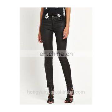 2016waxed coated high waisted skinny jean black wholesales price