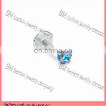 316L stainless steel seven crystal lip ring cheap body piercing jewelry