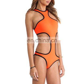 Contrast-Binding Trikini Hollow Bath Linen Beach May Sexy Female Triquini Swimming Suits for Women