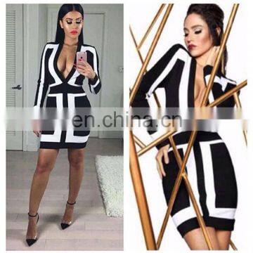 Hot selling woman bodycon cocktail formal party dress , long sleeve one-piece latest dress designs bandage dress for ladies