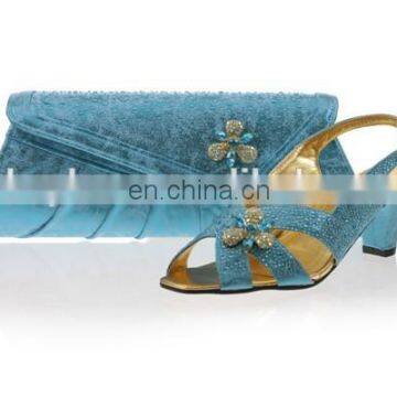 Turkey blue wedding shoes matching bag crystal slipper and bag