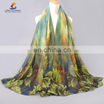 Wholesale New fashion forest leaf printing pattern shawl scarf