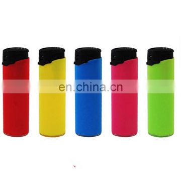 Soild color plastic electronic butane gas smoking lighter