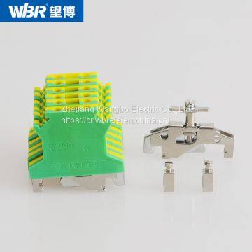 Yellow-green Ground Terminal Cable Connector DIN Rail Terminal USLKG2.5 photo-3