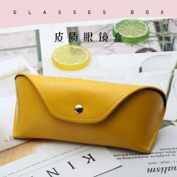 Hot-selling Vintage Unisex Leather Sunglasses Case With Press-button photo-2