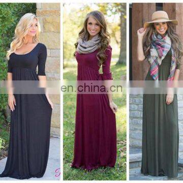 Women Girls Mommy and me Solid Color Jersey Fabric Knitted Maxi Long Sleeve Fall Dresses (this Link for Girls,1-10years) photo-3