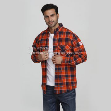 100% Cotton Long Sleeve Plaid Safety Flame Retardant Work Shirt