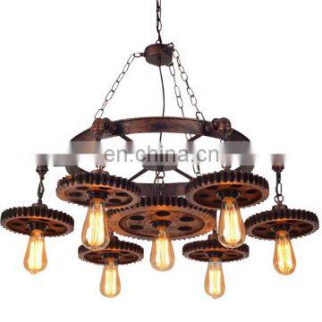 Retro Gear Industrial Loft Decorative Pendant Lamp Wood Chandelier Light photo-5