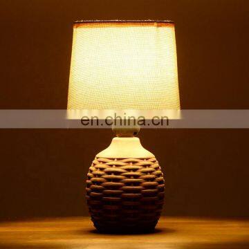 European Style Antique Ceramic Table Lamp and Ratton Pattern Desk Lamp photo-3