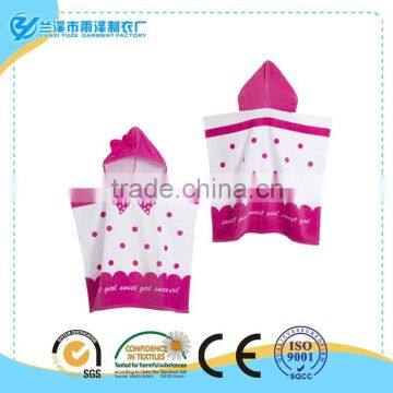 100% cotton rose bowknot shaped kids poncho towel by custom size and design