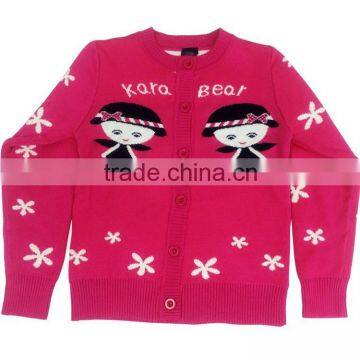 Round Collar Long Sleeve girl cardigan Knitted with Korean pattern