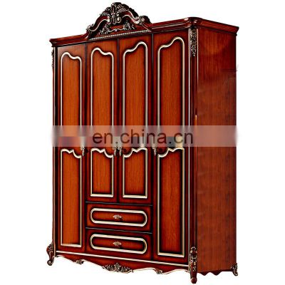 antique design bedroom furniture solid wood 4 door wardrobe