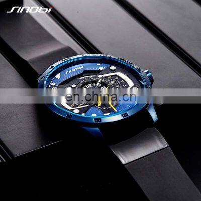 SINOBI 9789 Men's Men Quartz Watches New Fashion Silicone Band Watch OEM Chronograph Calendar Man Hand Watch