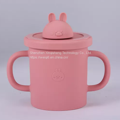 BPA Free Baby Silicone Sippy Cups Animal Shape Kids Toddler Training Drinking Silicon Straw Cup With Lid photo-2