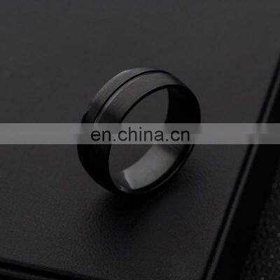 8mm Men's Black Simple Ring Fashion Stainless Steel Ring Birthday Gift Party Men's Jewelry Joyas de Hombre photo-5