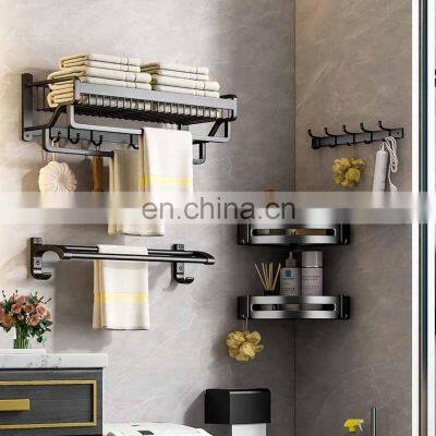 New bathroom Rack Bathroom Shelf black aluminium alloy Towel Rack Hanging Rack Shampoo Storage Organizer