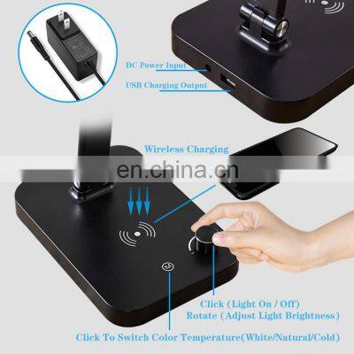Rotary Adjustment Smart Wireless Charger Study Table Lamp LED Reading Desk Light