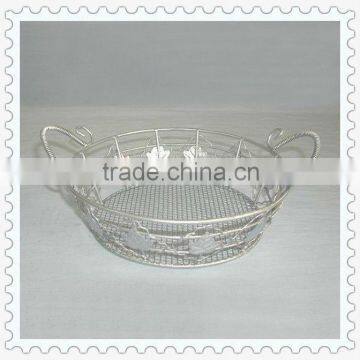 round shape iron wire handmade kitchen wire basket with handles