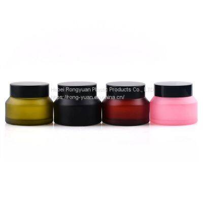 Manufacturer China Set Packaging Skin Care Bottle Face Cream Jars Glass Cream Glass Jar 30ml With Black Screw Lid photo-3