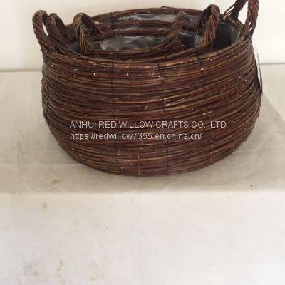 Hot Selling willow basket planter flower pots for Garden