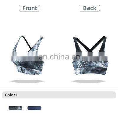 Tie Dye Custom Women Nude Yoga Bra For Running Athletic Shockproof Padded Sports Bra