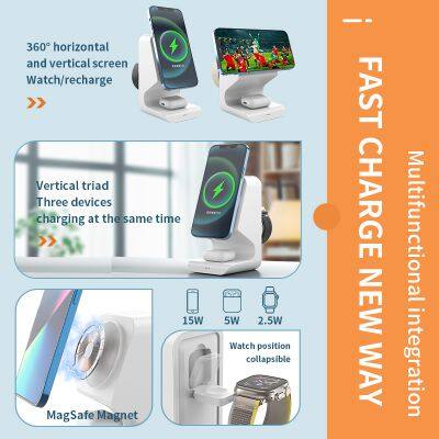 Trending Products 2023 New Arrivals 15W Fast Charging Smart 3 In 1 Wireless Charger Magnetic For Apple photo-6