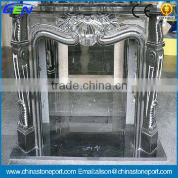 Black marble mantel fireplace