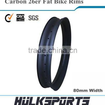 High-end 26er Fat Bike Carbon Wheelset 3K/UD 80 mm Fatbike Rims 18mm Profile Depth Carbon Hooklesse/clincher Mtb Rim Quality Choice
