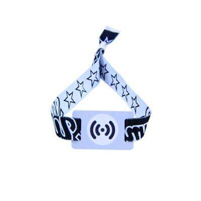 Contactless NATG213 144Bytes One Time Used Woven Rfid Wristband Custom Rfid Fabric Wristbands for Amusement Park