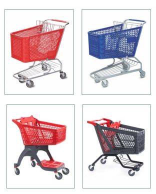 Carrito de supermercado de alta calidad con 4 ruedas, carrito de almacén de comestibles, carrito de compras de metal