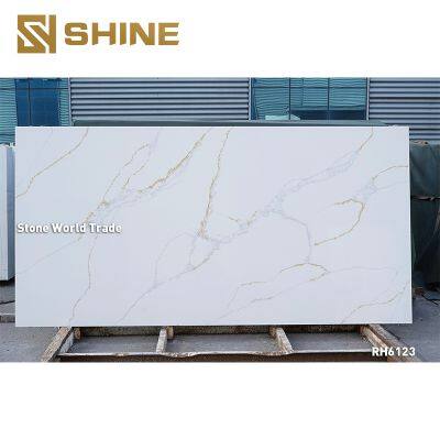 Carrara Ocean White Modern Design Artificial Quartz Stone Big Slab Countertop Wall Panel for Villa Bedroom Hotel Indoor